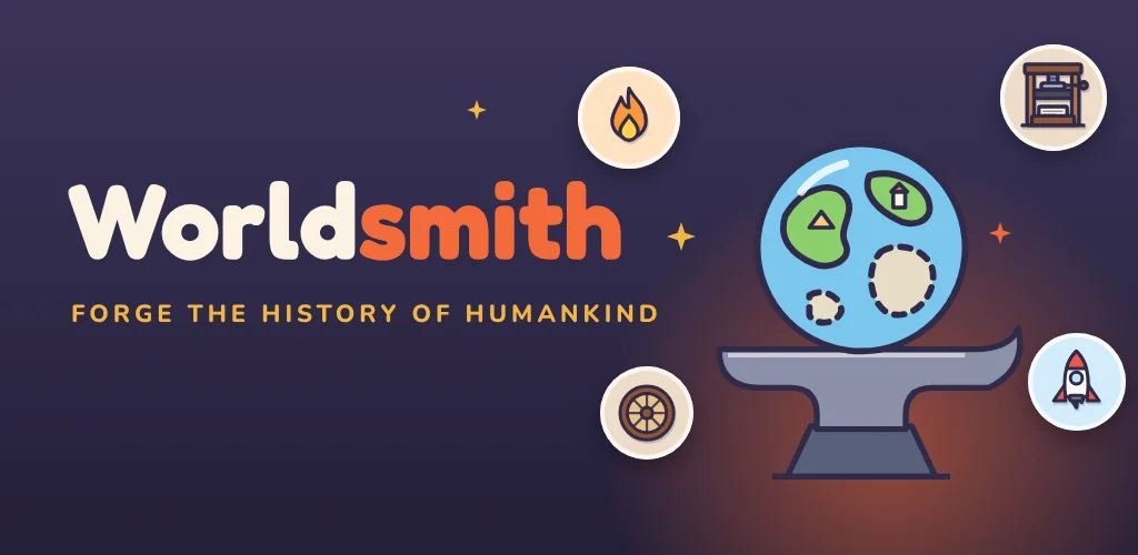 Worldsmith: a globe on an anvil next to the game's name